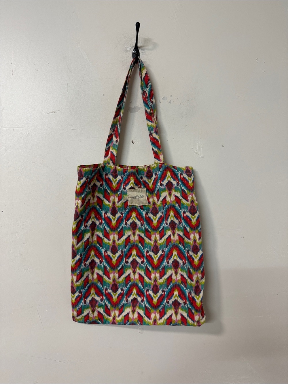 aerie Multicolor Chevron-Patterned Tote (Red, Blue, Green, Yellow, Pink)